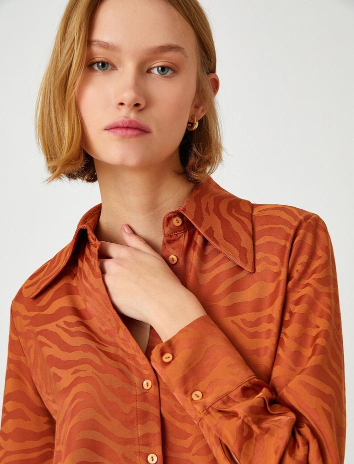  Desenli Bluz Uzun Kollu