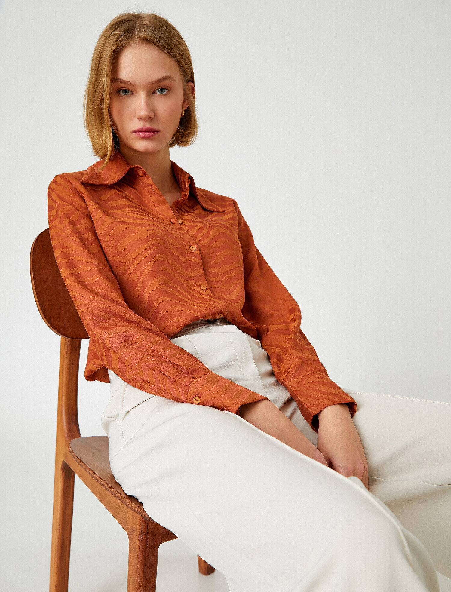   Desenli Bluz Uzun Kollu