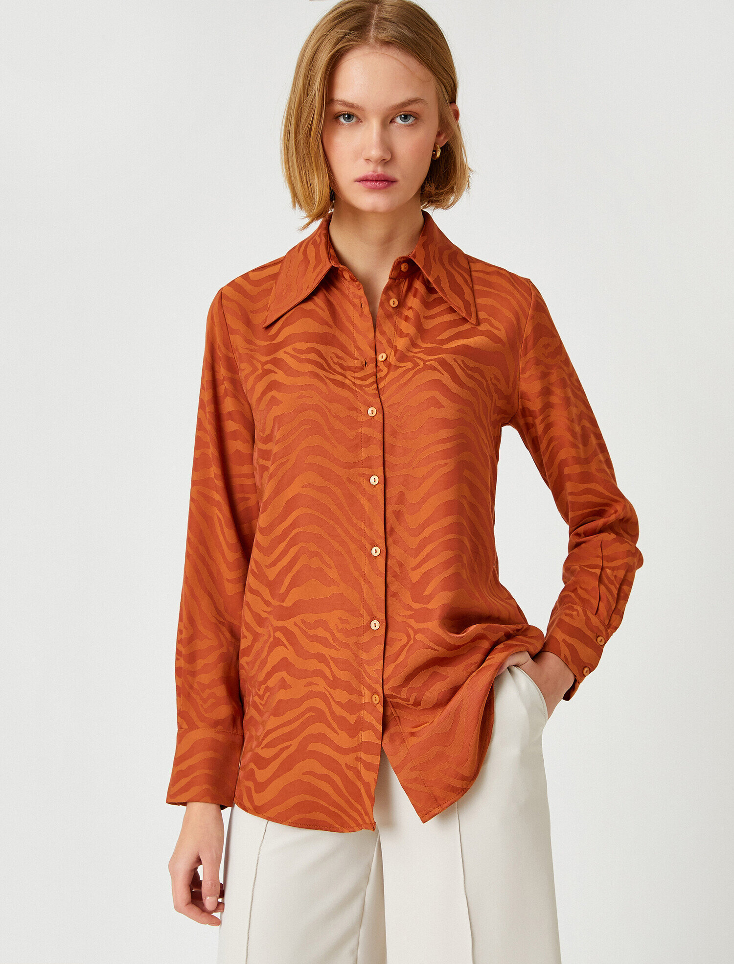   Desenli Bluz Uzun Kollu