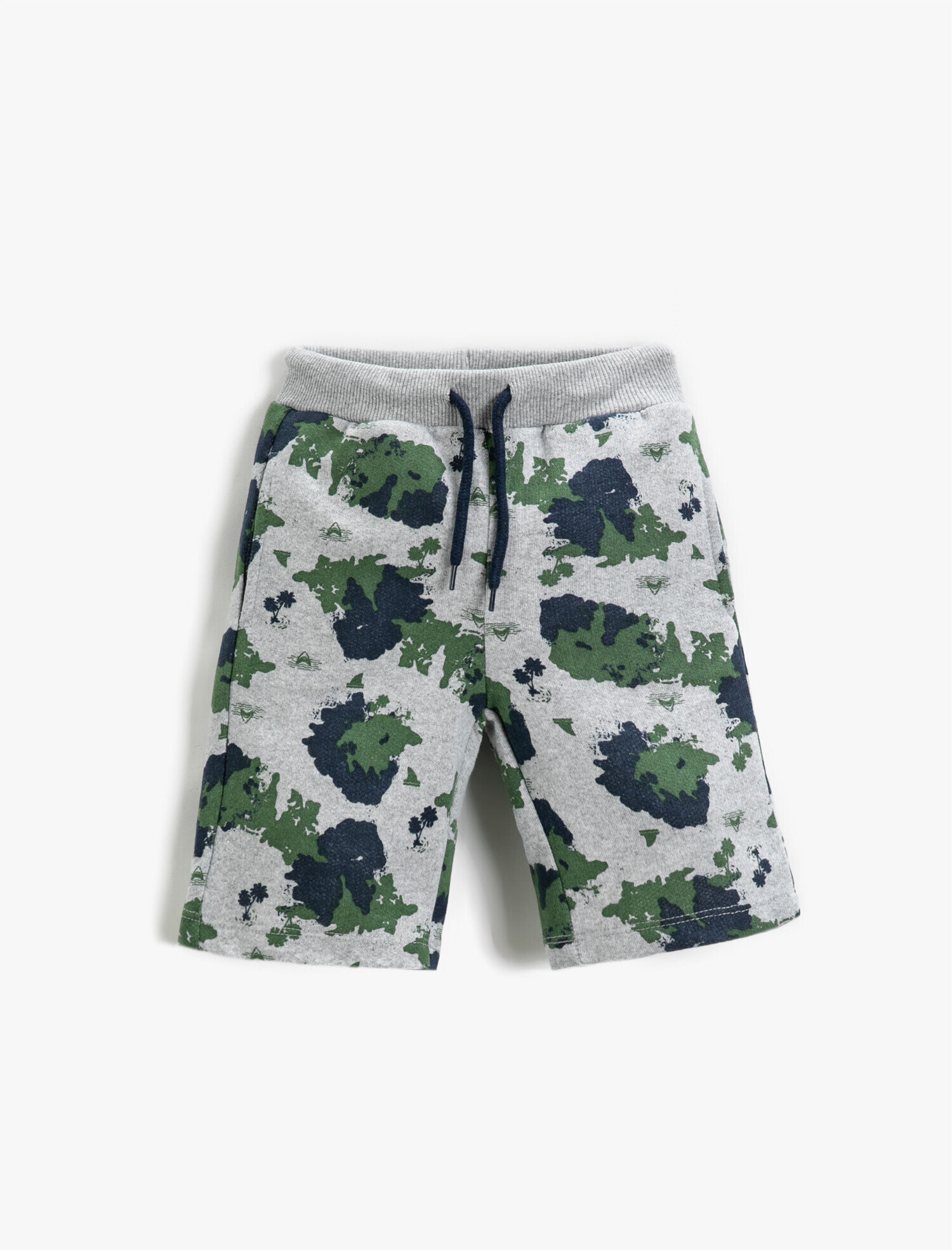  Erkek Çocuk Tropik Baskılı Şort Beli Bağlamalı