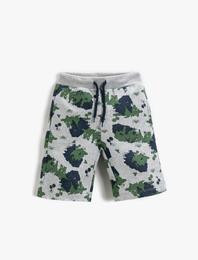 Tropik Baskılı Şort Beli Bağlamalı