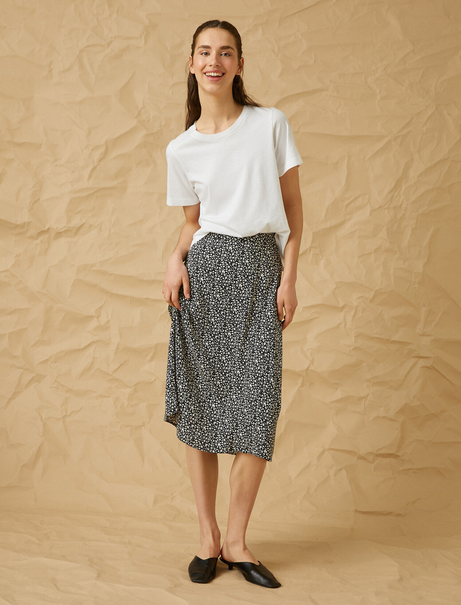   Yüksek Bel Midi Etek