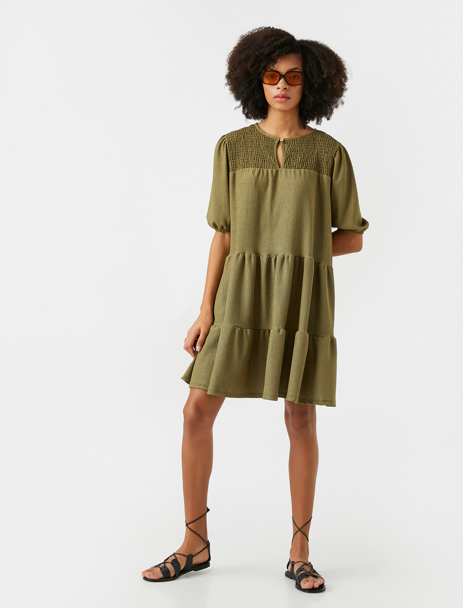 Fırfırlı Midi Elbise