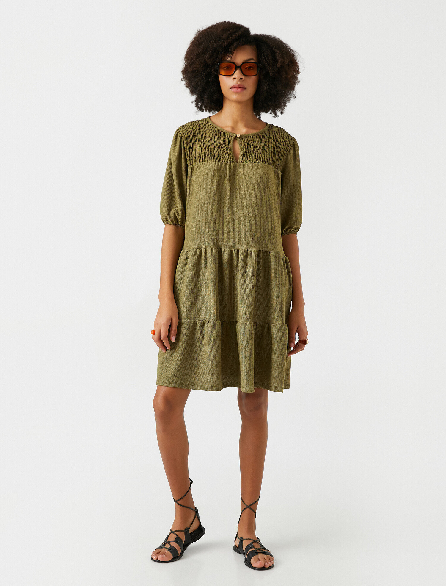 Fırfırlı Midi Elbise