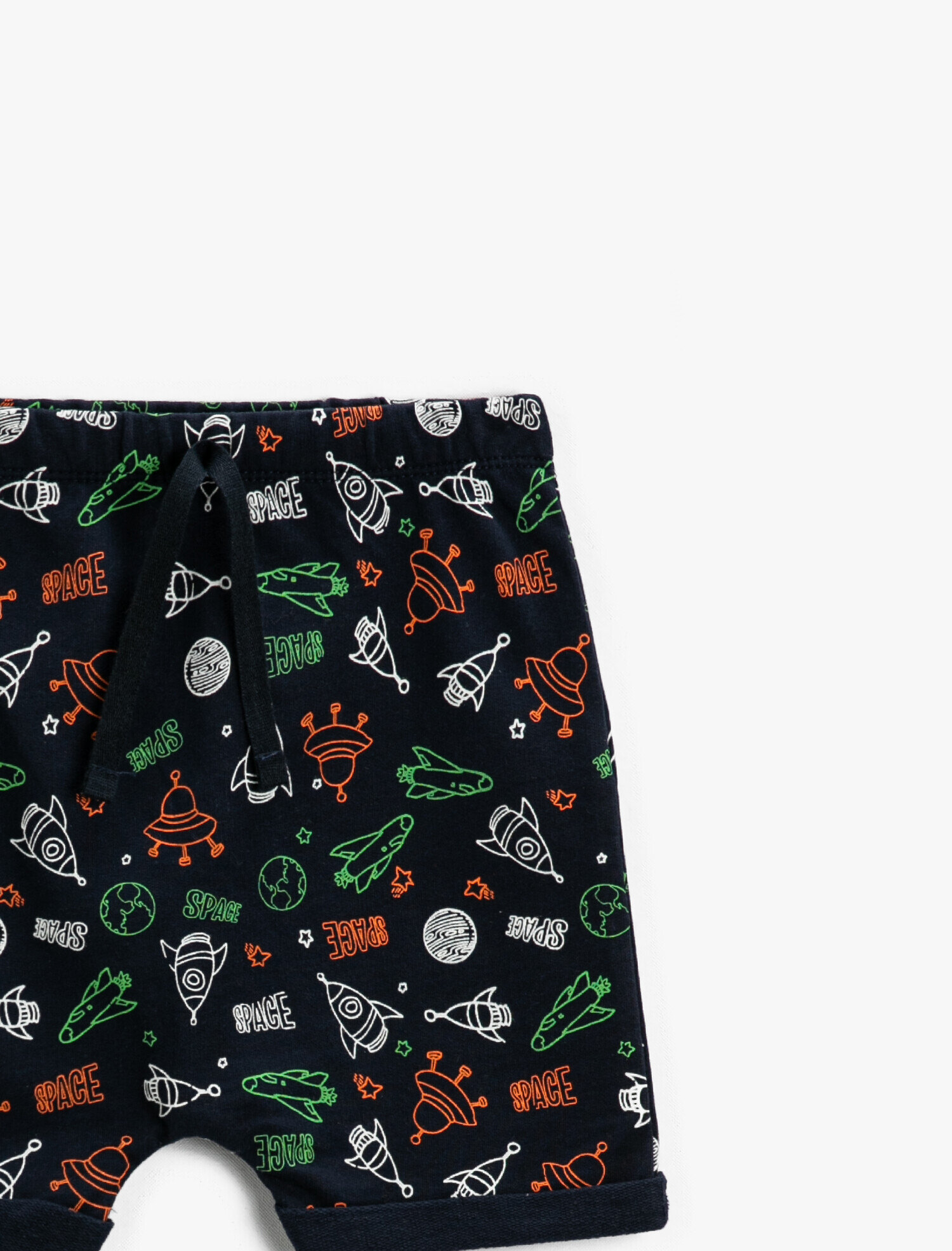  Erkek Bebek Uzay Temalı Baskılı Şort Pamuklu