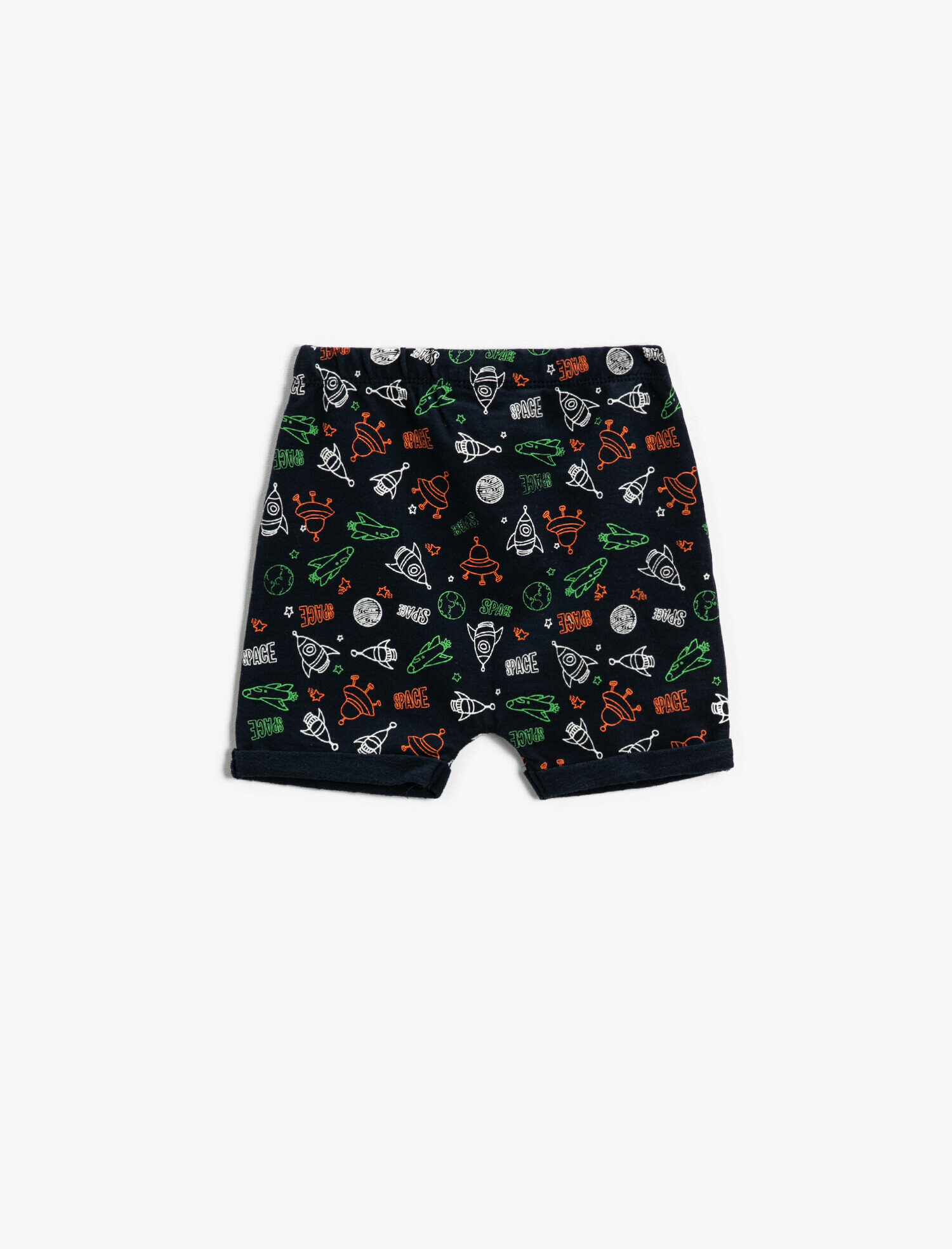  Erkek Bebek Uzay Temalı Baskılı Şort Pamuklu