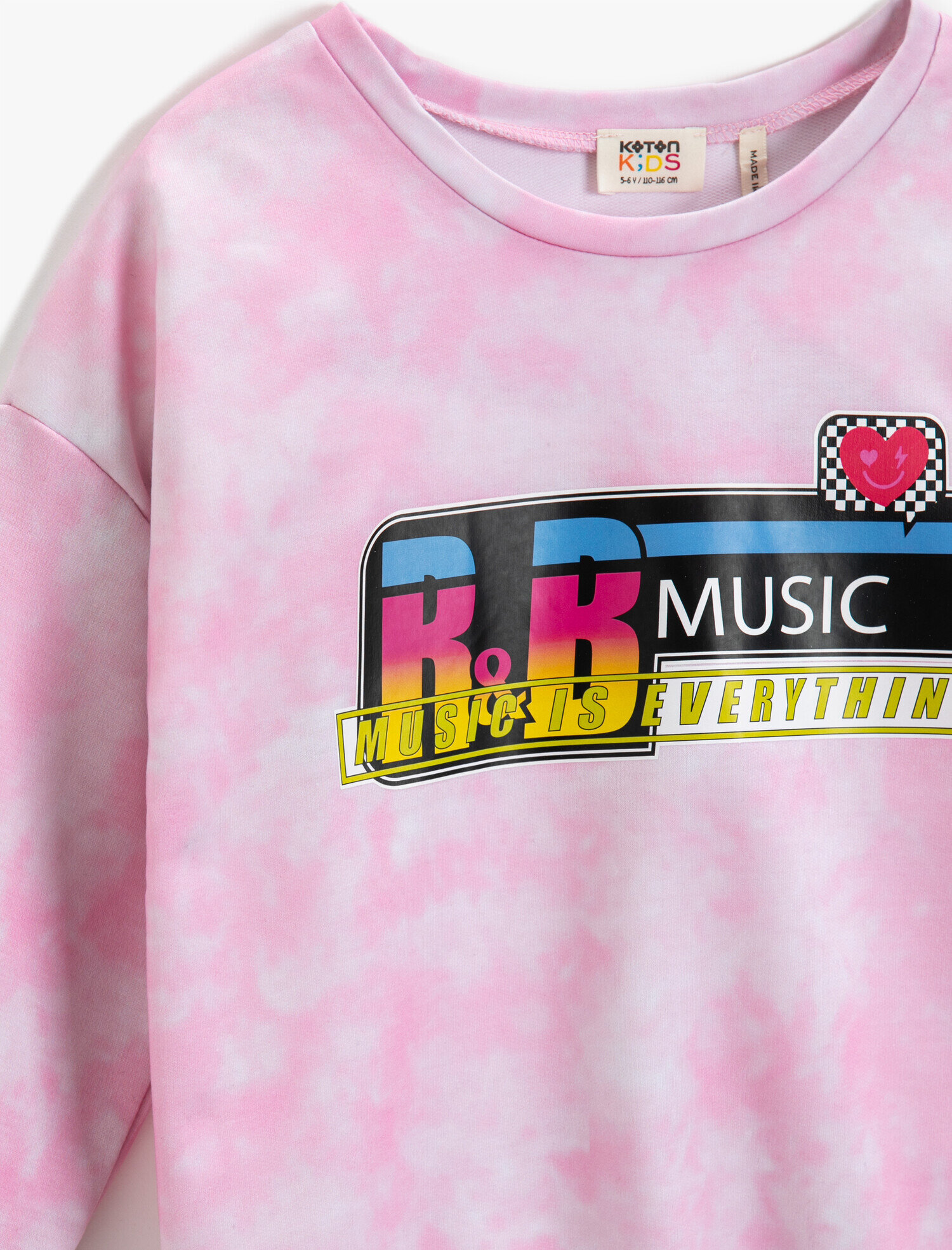  Kız Çocuk Baskılı Uzun Kollu Batik Sweatshirt Bisiklet Yaka