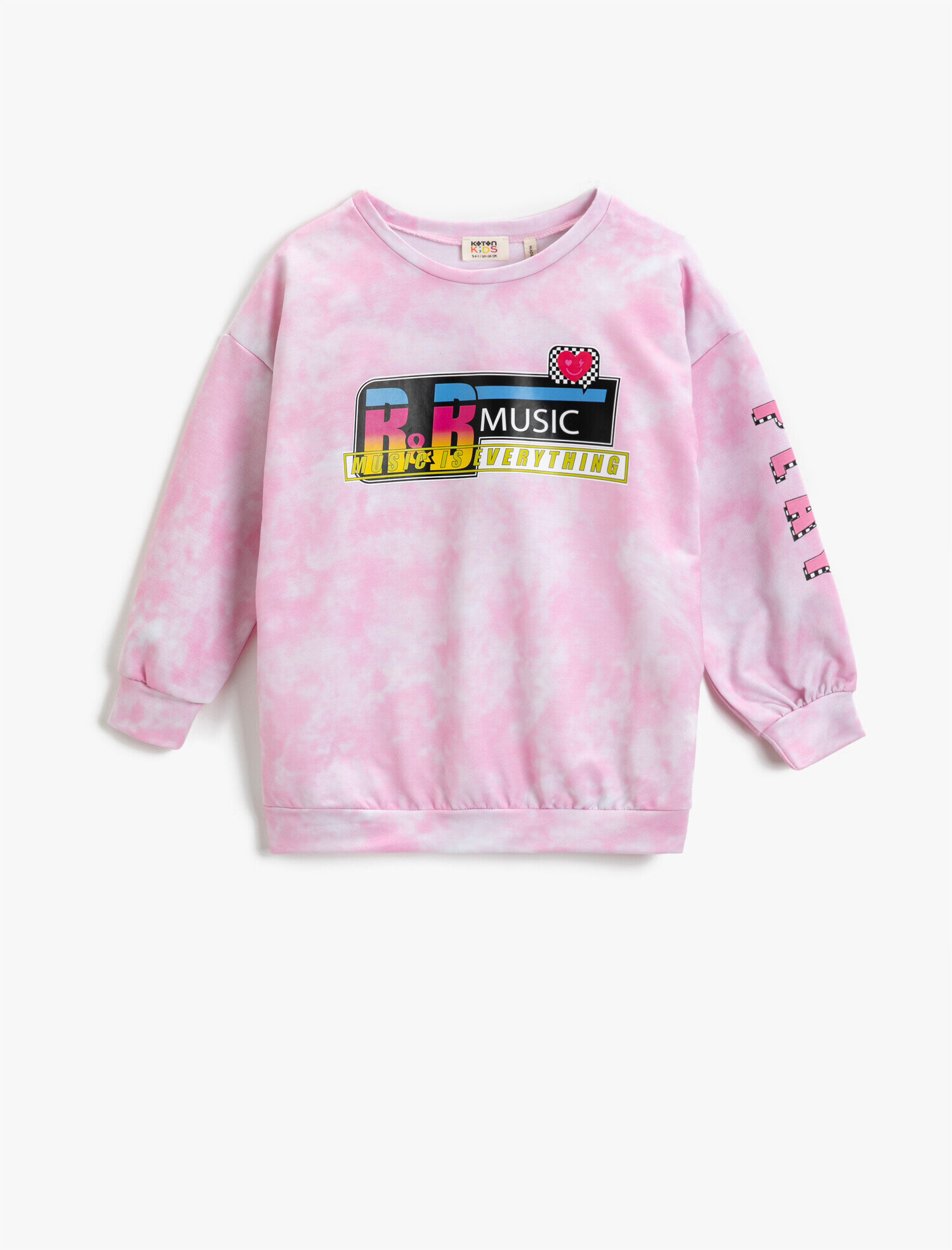  Kız Çocuk Baskılı Uzun Kollu Batik Sweatshirt Bisiklet Yaka