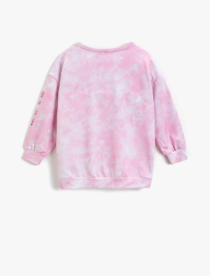 Kız Çocuk Baskılı Uzun Kollu Batik Sweatshirt Bisiklet Yaka