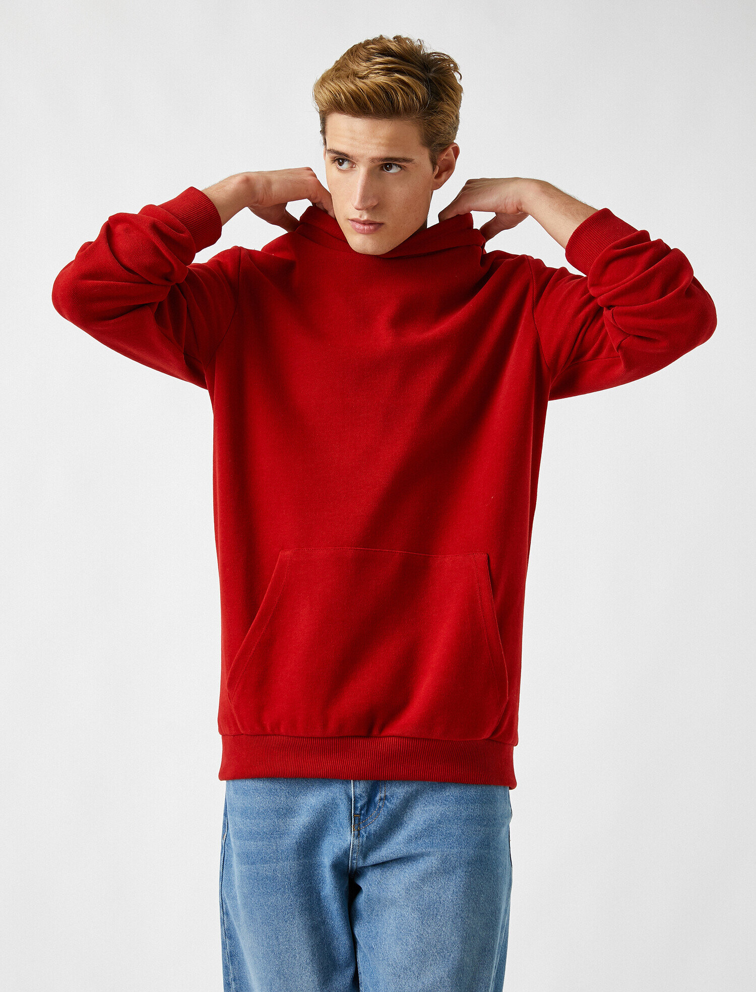   Oversize Basic Kapüşonlu Sweatshirt