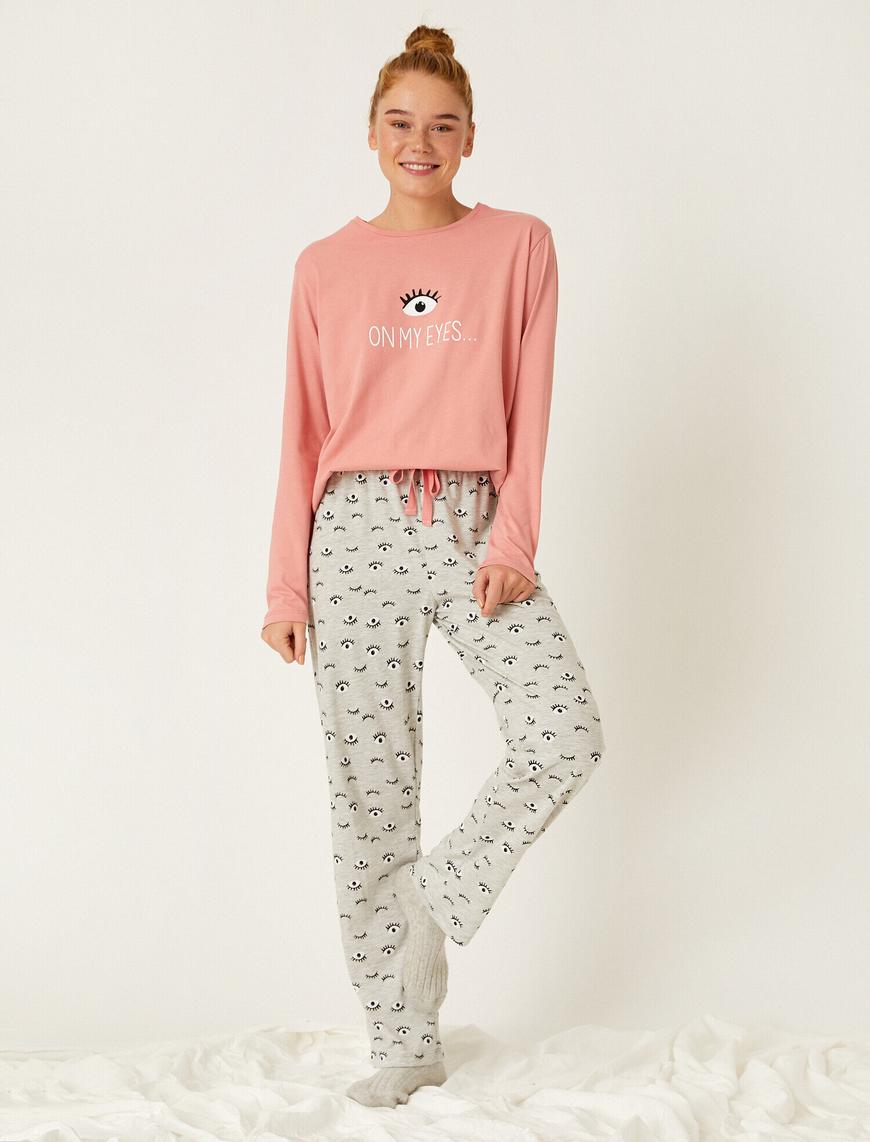   Baskılı Pamuklu Pijama Takımı