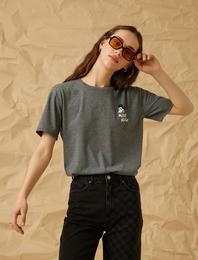 Disney Lisanslı Bisiklet Yaka Kısa Kollu Baskılı Tişört