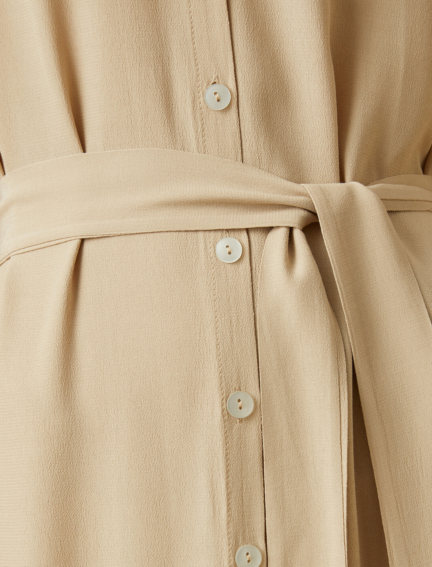   Kısa Kollu Viskon Elbise Beli Bağlamalı Düğmeli