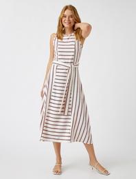 Beli Kuşaklı Midi Elbise