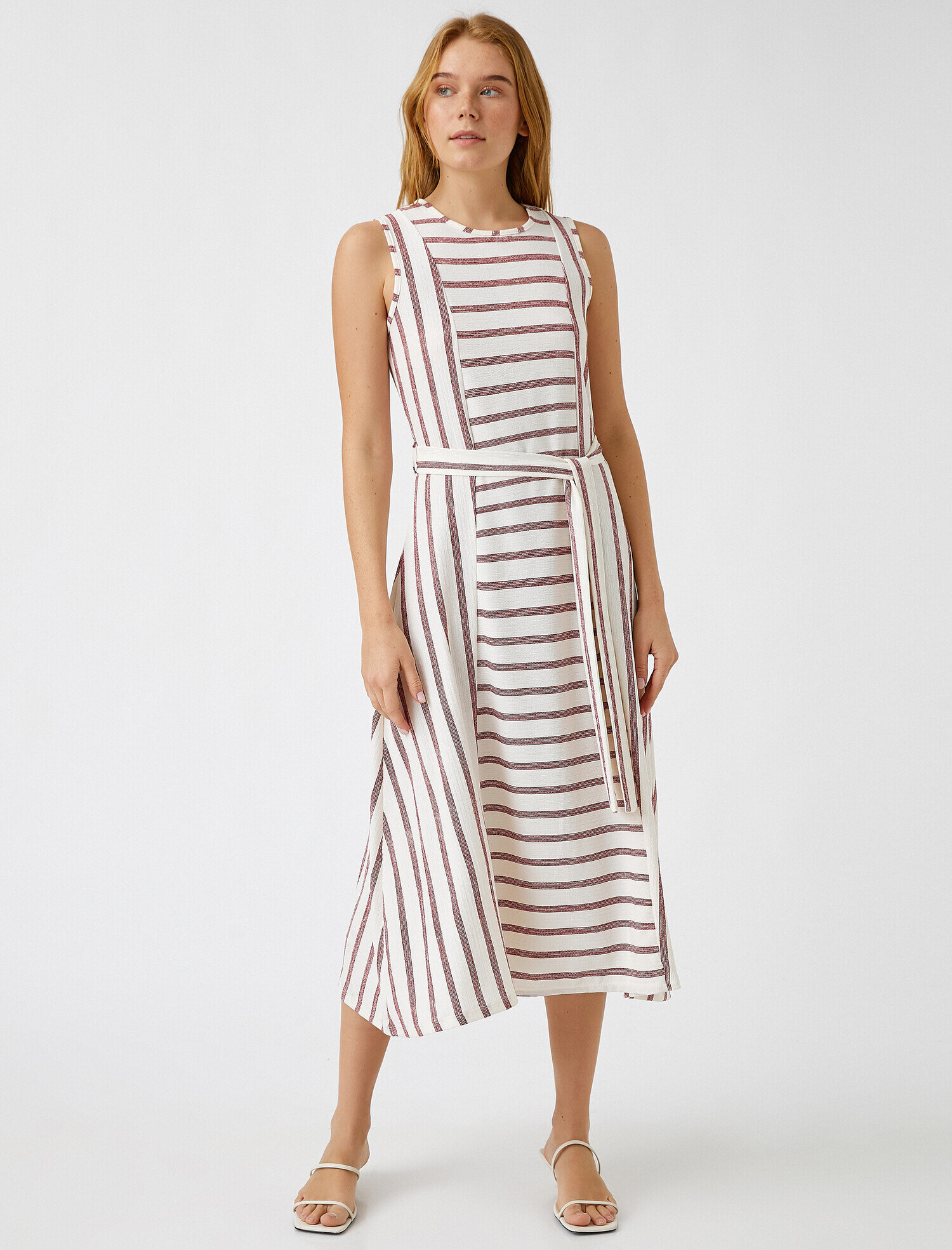   Beli Kuşaklı Midi Elbise