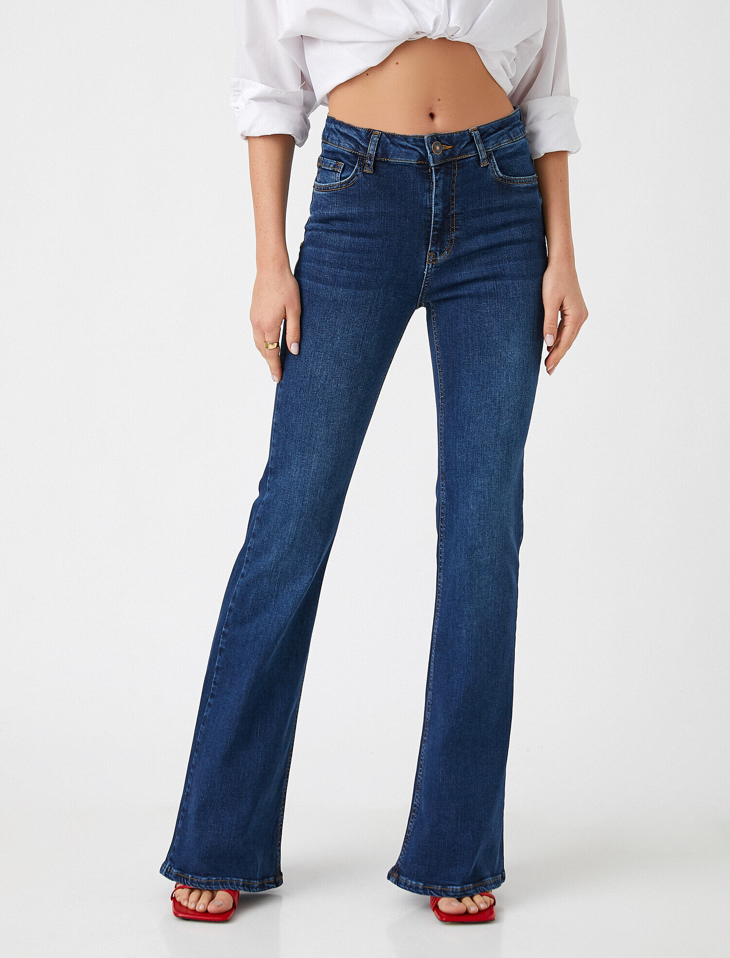   Yüksek Bel Kot Pantolon - Flare Jean