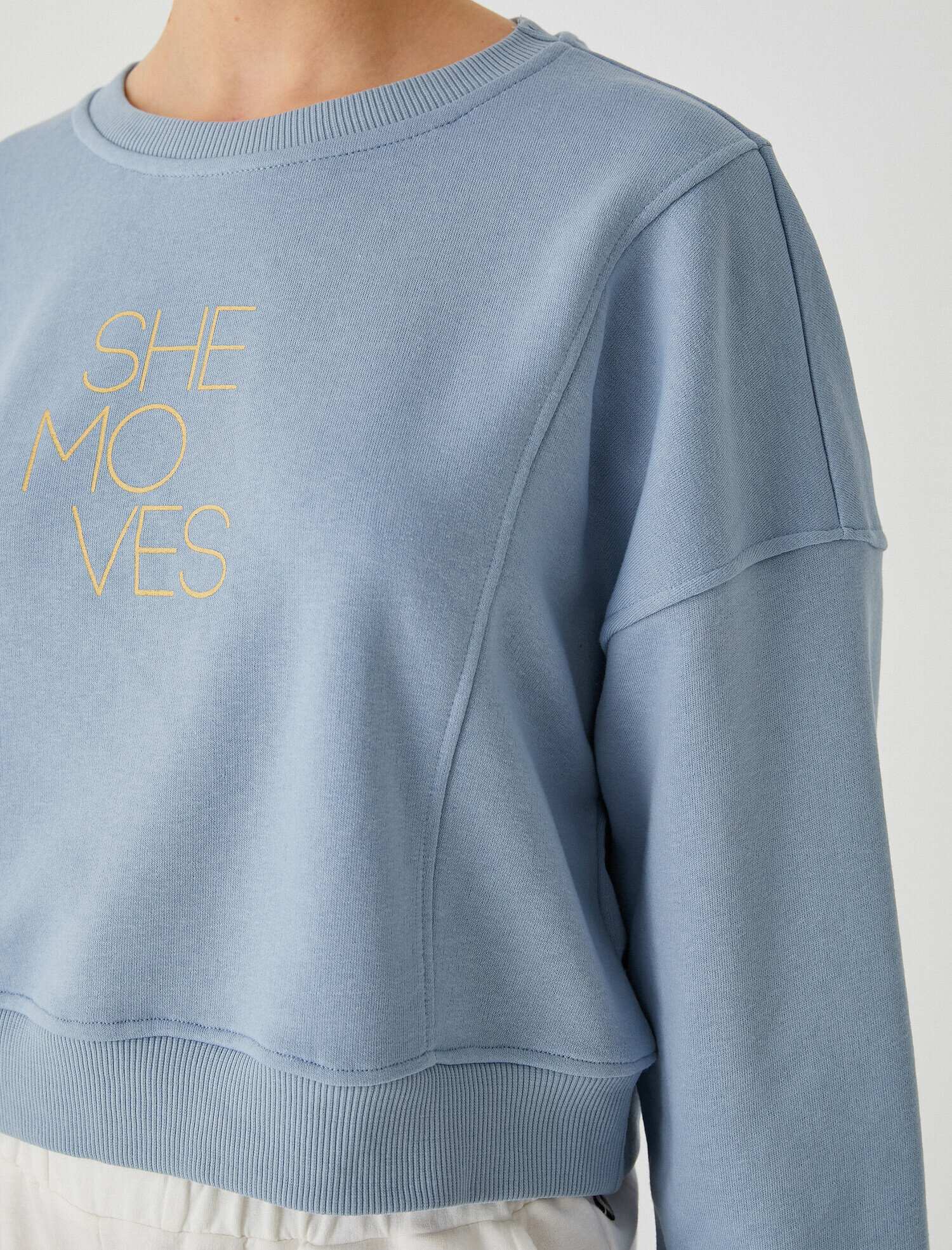   Bisiklet Yaka Baskılı Spor Sweatshirt