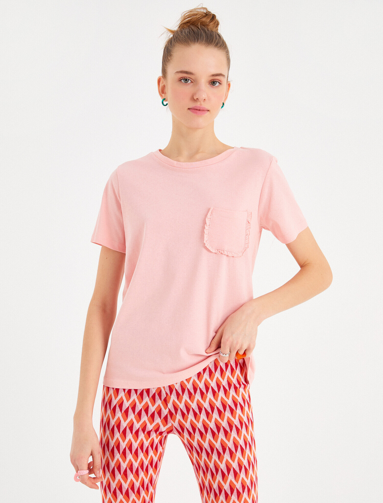   Kısa Kollu Bisiklet Yaka Tişört