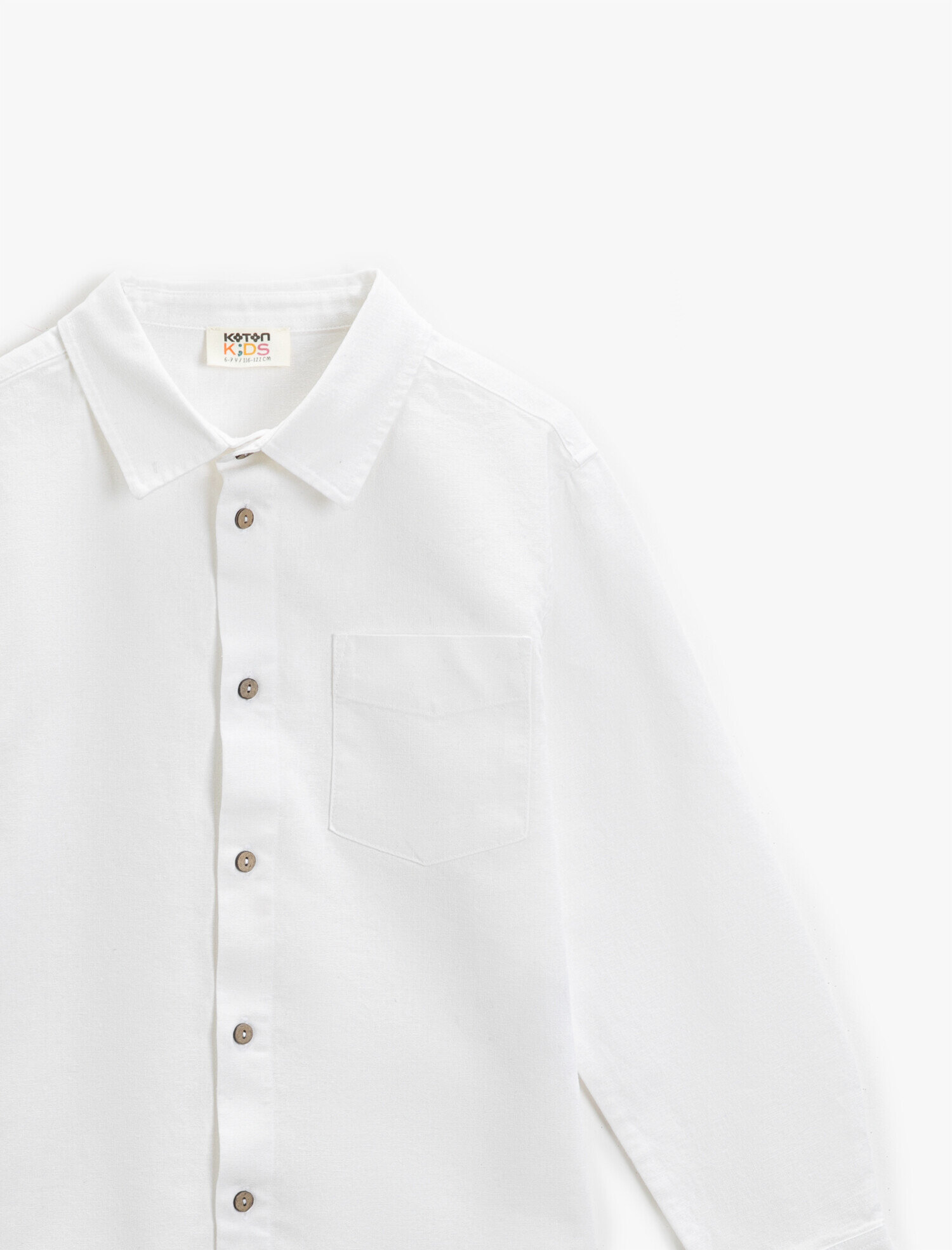  Erkek Çocuk Uzun Kollu Keten Gömlek Cepli