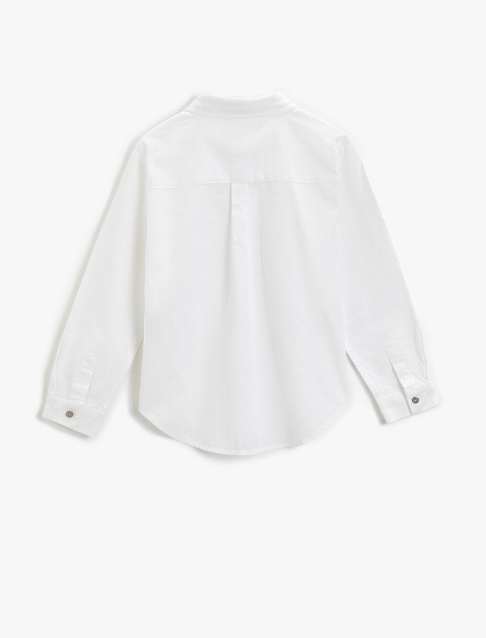 Erkek Çocuk Uzun Kollu Keten Gömlek Cepli