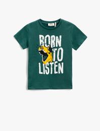 Dinozor Baskılı Kısa Kollu Tişört Pamuklu