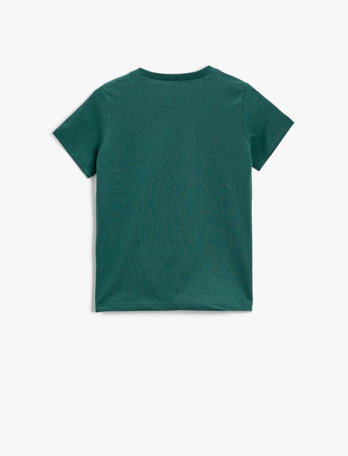 Erkek Çocuk Dinozor Baskılı Kısa Kollu Tişört Pamuklu