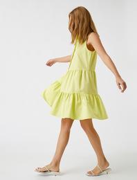 Pamuklu Fırfırlı Poplin Mini Elbise