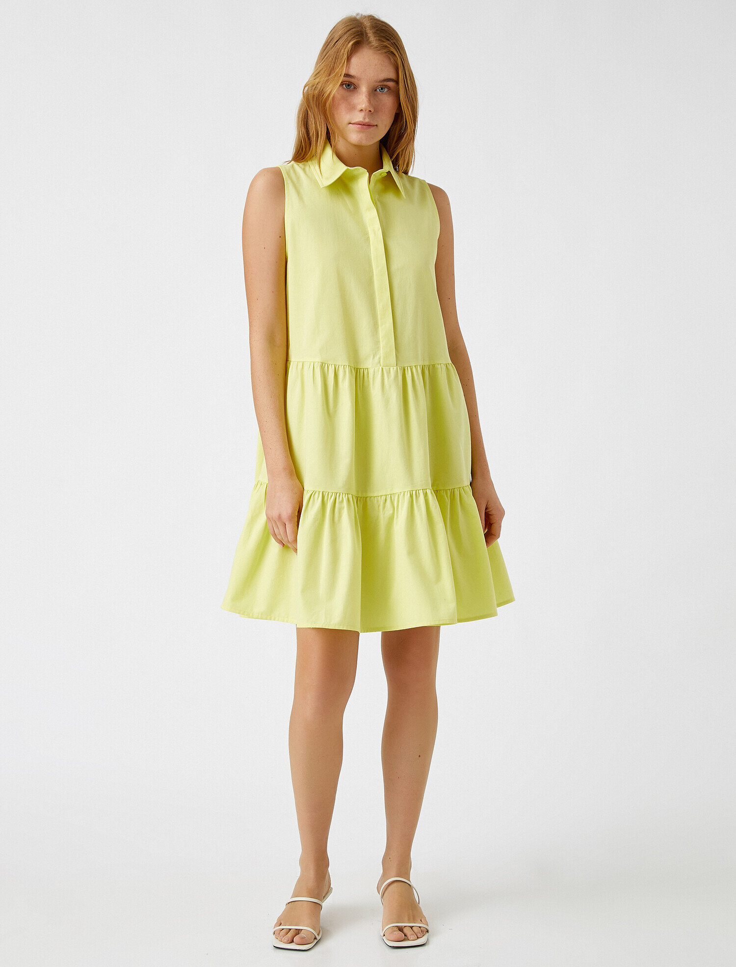 Koton Pamuklu Fırfırlı Poplin Mini Elbise. 3