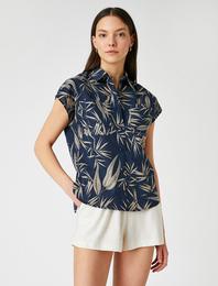 Kısa Kollu Desenli Pamuklu Gömlek