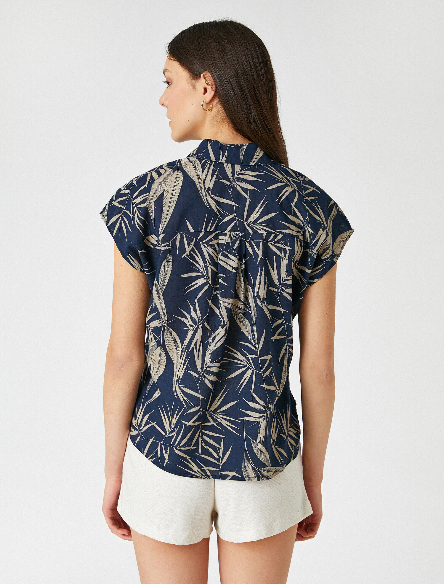   Kısa Kollu Desenli Pamuklu Gömlek