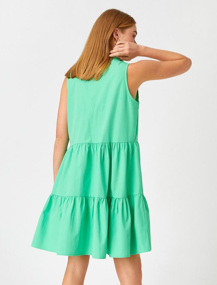  Fırfırlı Poplin Mini Elbise Pamuklu