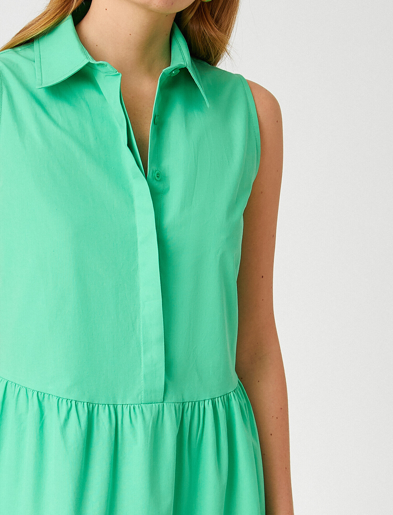   Fırfırlı Poplin Mini Elbise Pamuklu