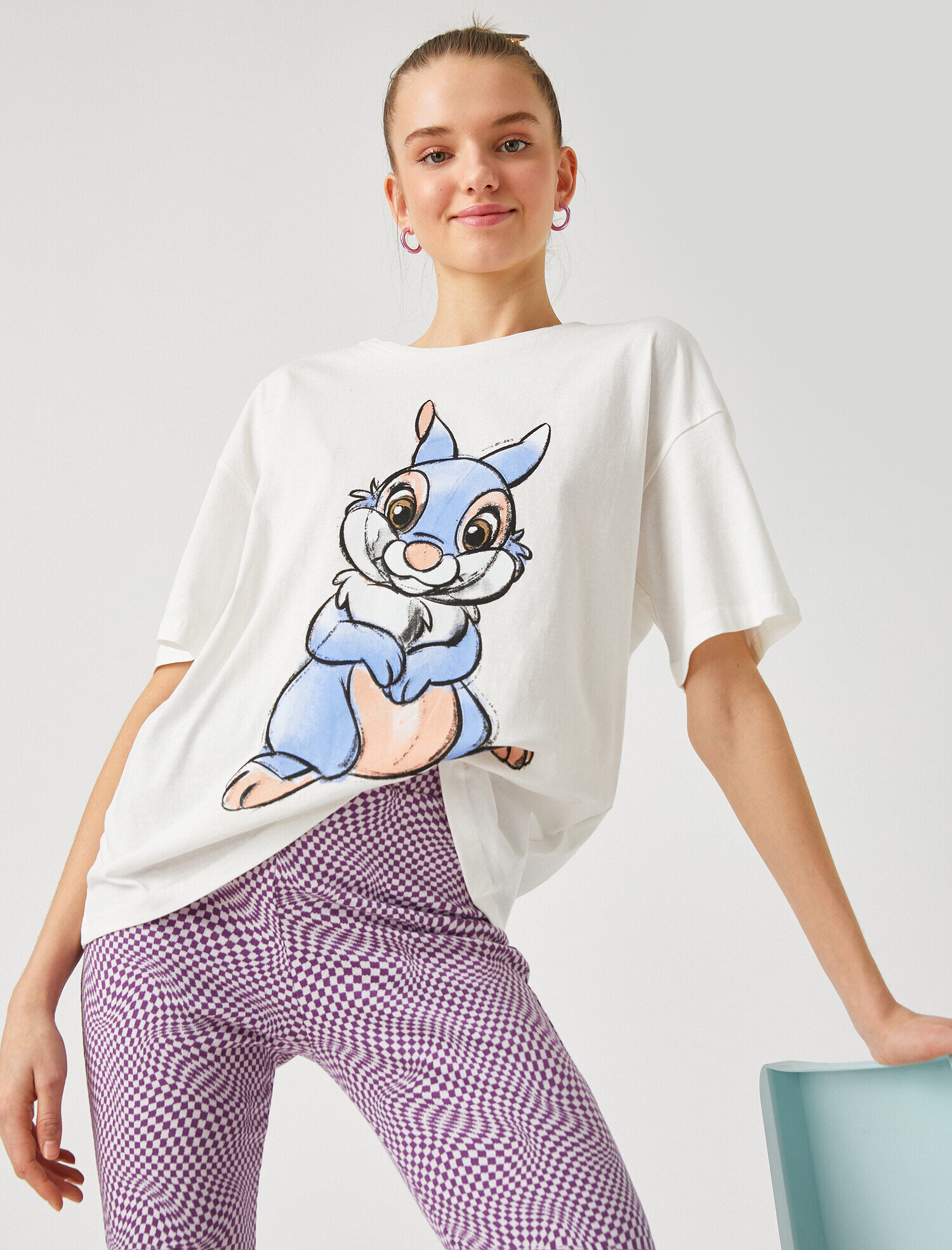   Kısa Kollu Baskılı Oversize Tişört