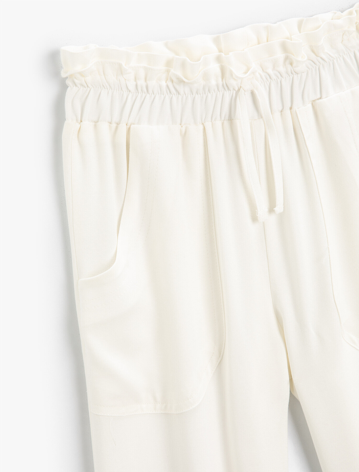  Kız Çocuk Geniş Paça Jogger Pantolon Beli Bağcıklı