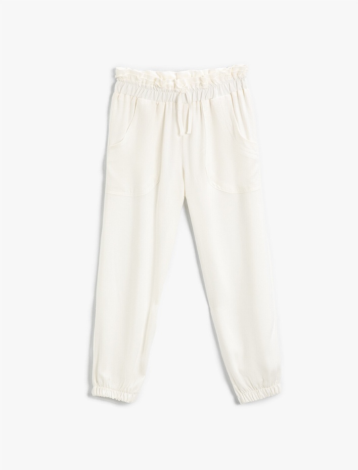 Kız Çocuk Geniş Paça Jogger Pantolon Beli Bağcıklı