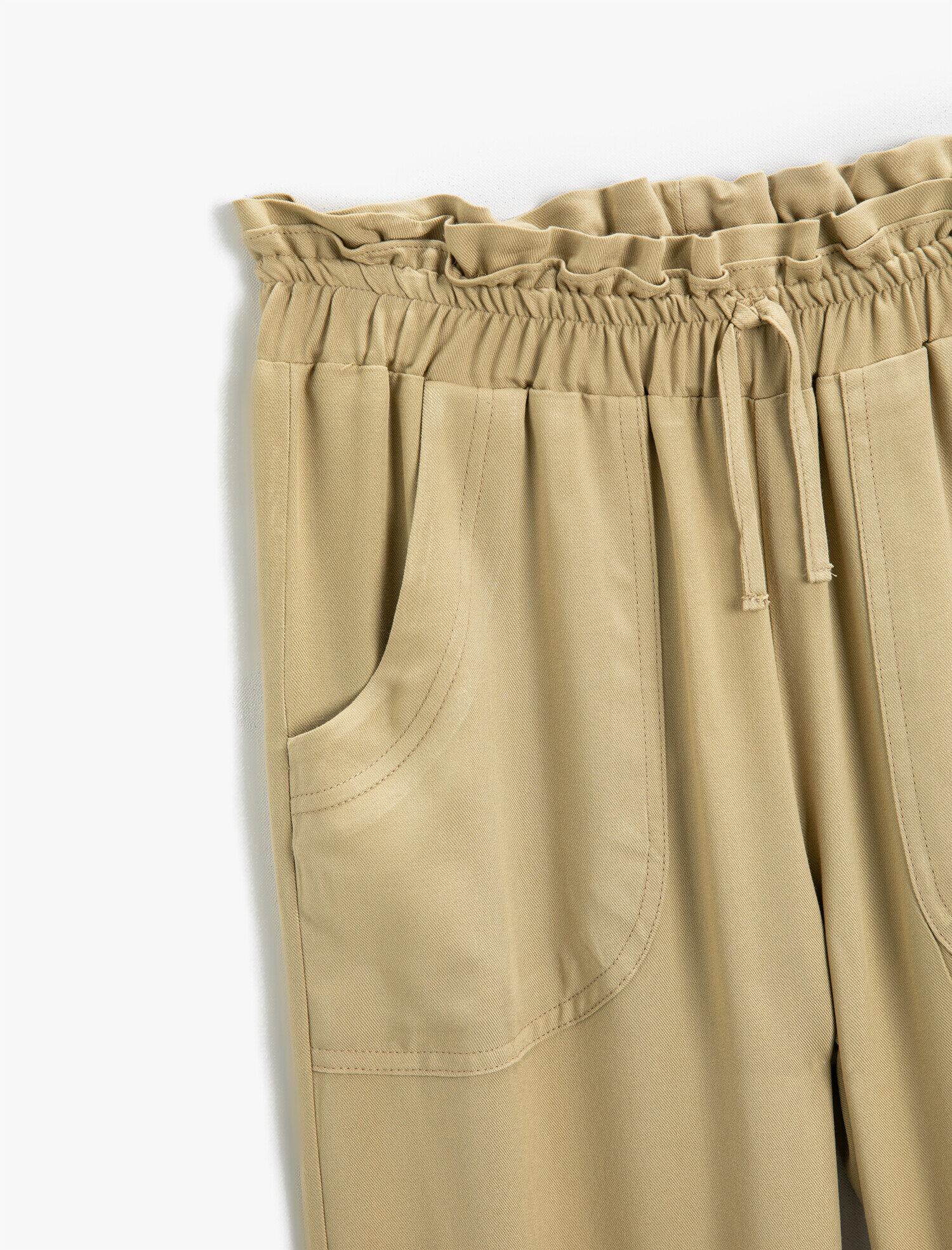  Kız Çocuk Geniş Paça Jogger Pantolon Beli Bağcıklı