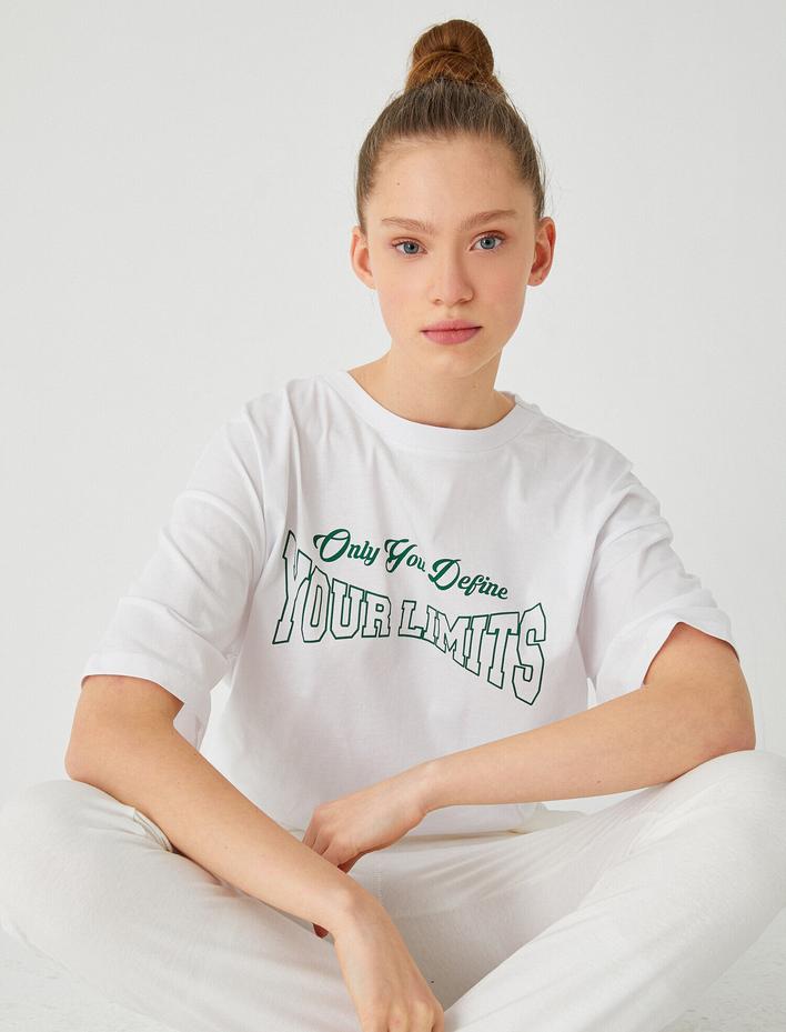  Pamuklu Baskılı Spor Tişört