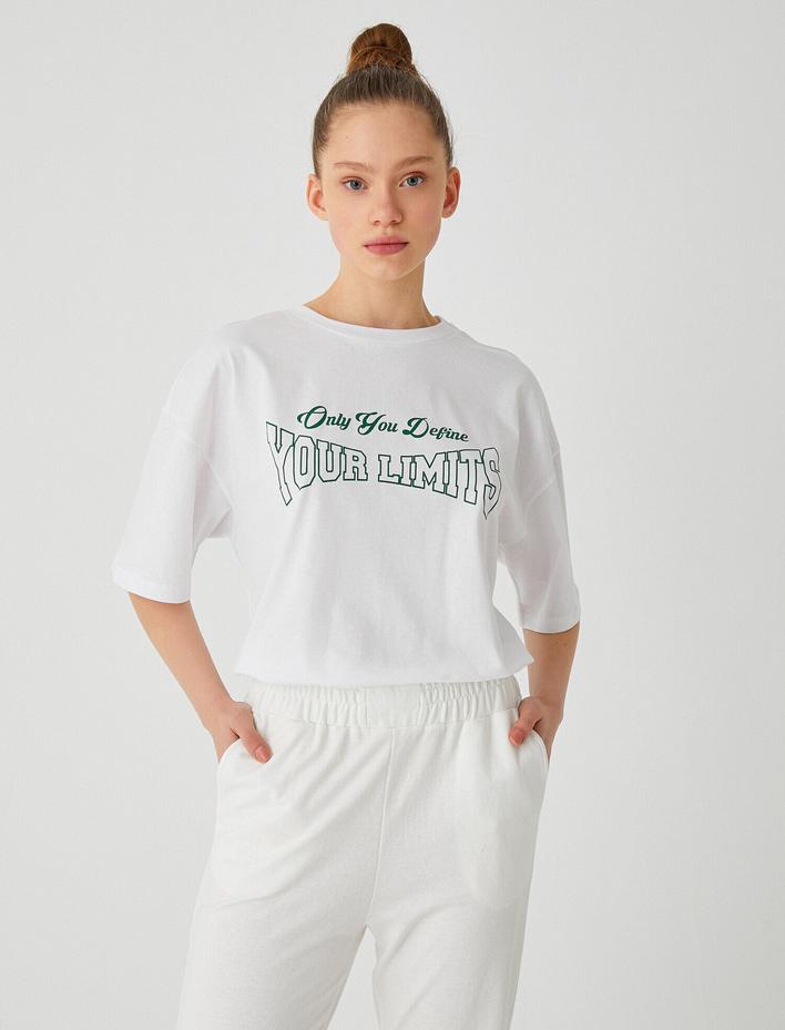  Pamuklu Baskılı Spor Tişört