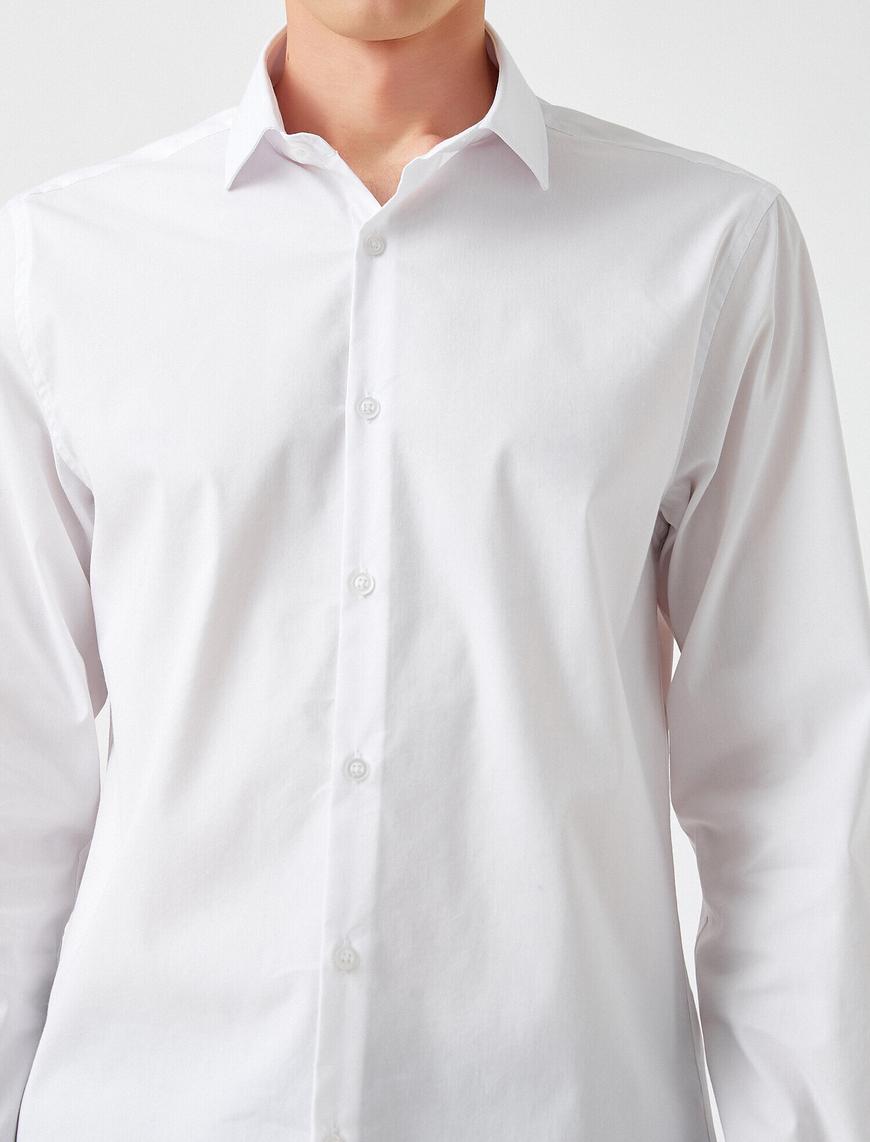   Spor Gömlek Mikro Desenli Slim Fit Non Iron