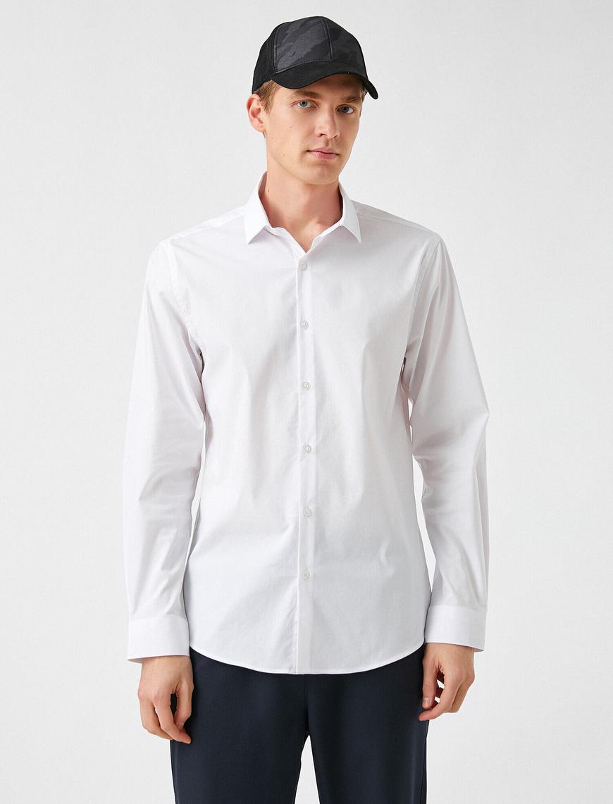   Spor Gömlek Mikro Desenli Slim Fit Non Iron