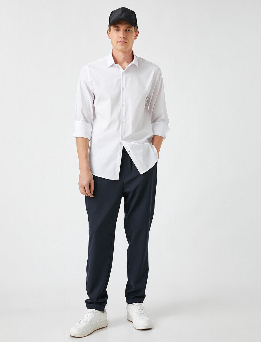   Spor Gömlek Mikro Desenli Slim Fit Non Iron