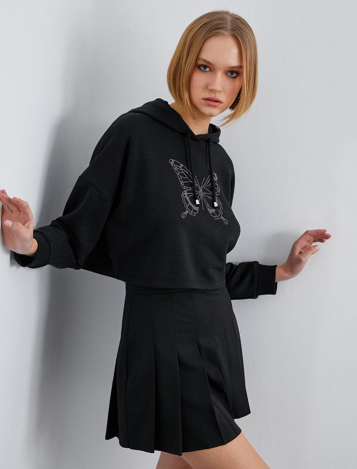  Kapüşonlu İşlemeli Sweatshirt