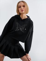 Kapüşonlu İşlemeli Sweatshirt