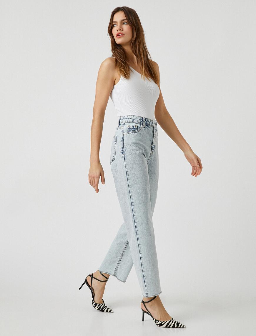   Yüksek Bel Geniş Paça Kot Pantolon - Straight Fit Jean