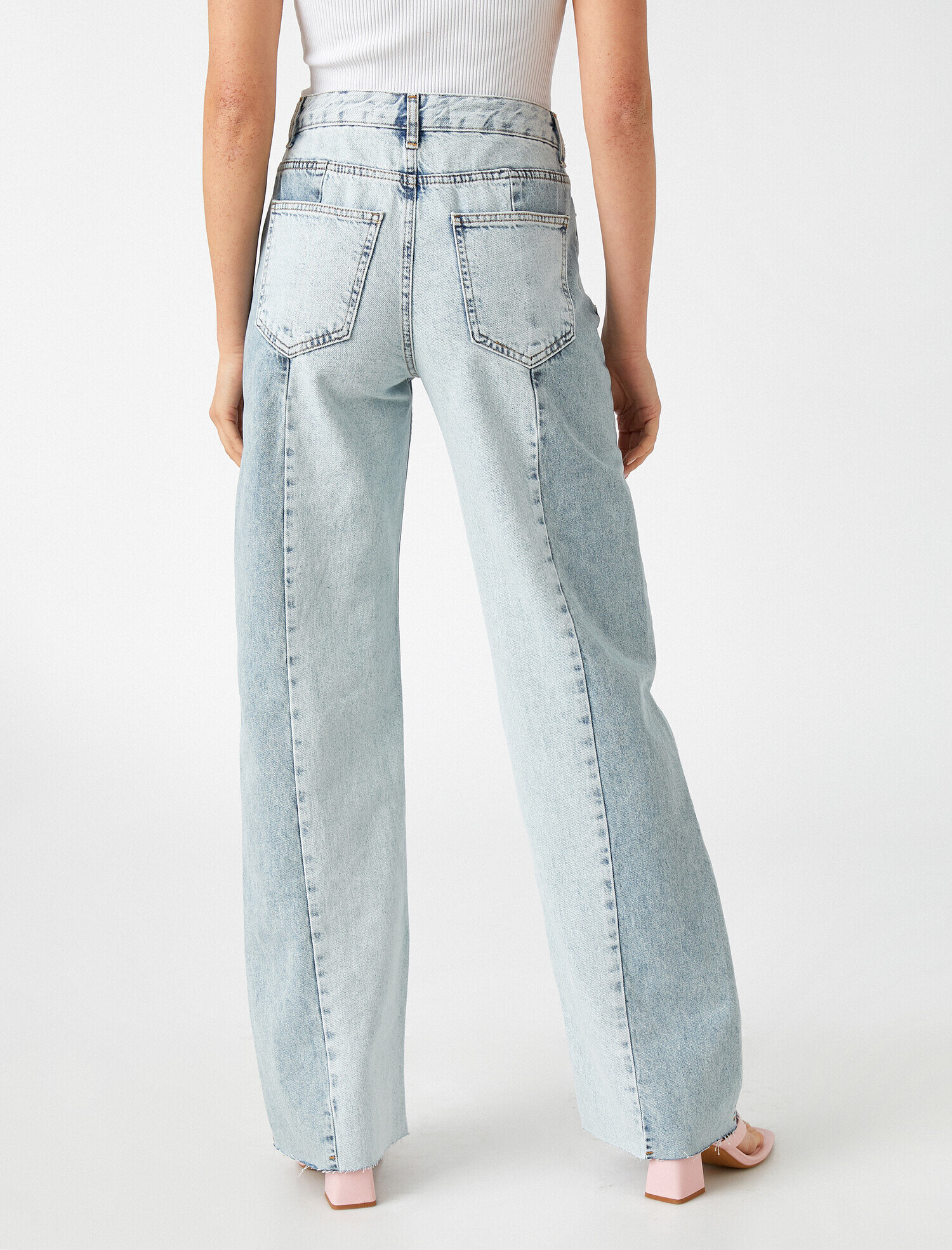 Koton Yüksek Bel Bloklu Kot Pantolon - Longer Straight Fit Jean. 5
