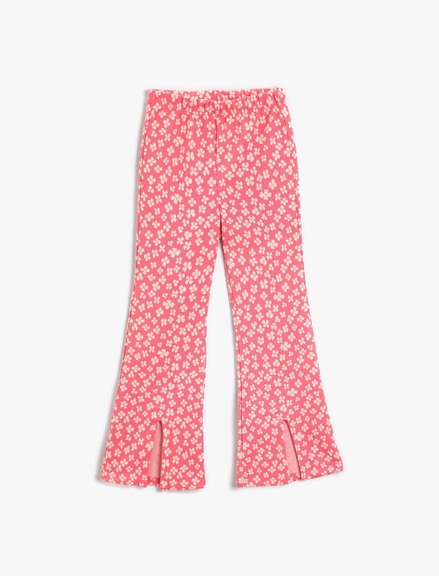  Kız Çocuk Yırtmaç Detaylı Çiçekli Pantolon