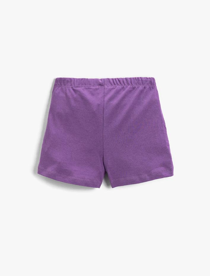 Kız Çocuk Şort Pamuklu Beli Bağcıklı Flamingo Baskılı