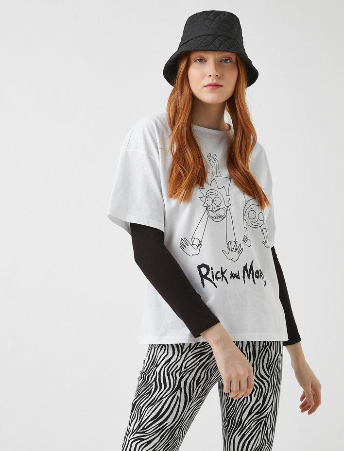  Rick and Morty Bisiklet Yaka Kısa Kollu Baskılı Tişört