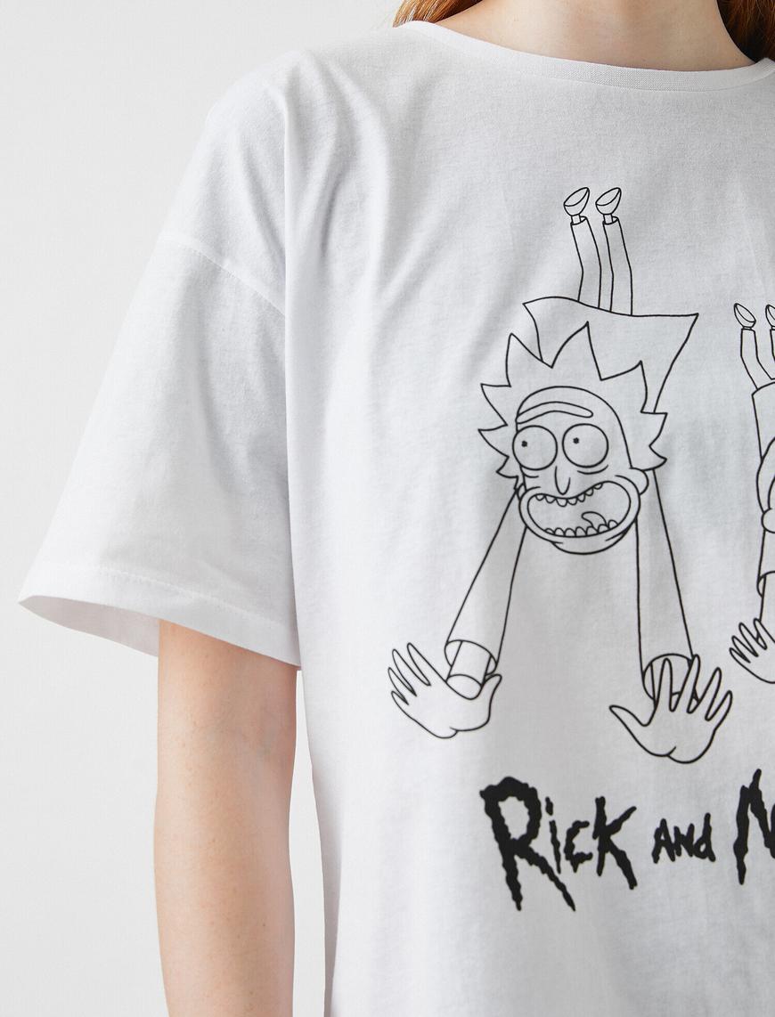   Rick and Morty Bisiklet Yaka Kısa Kollu Baskılı Tişört