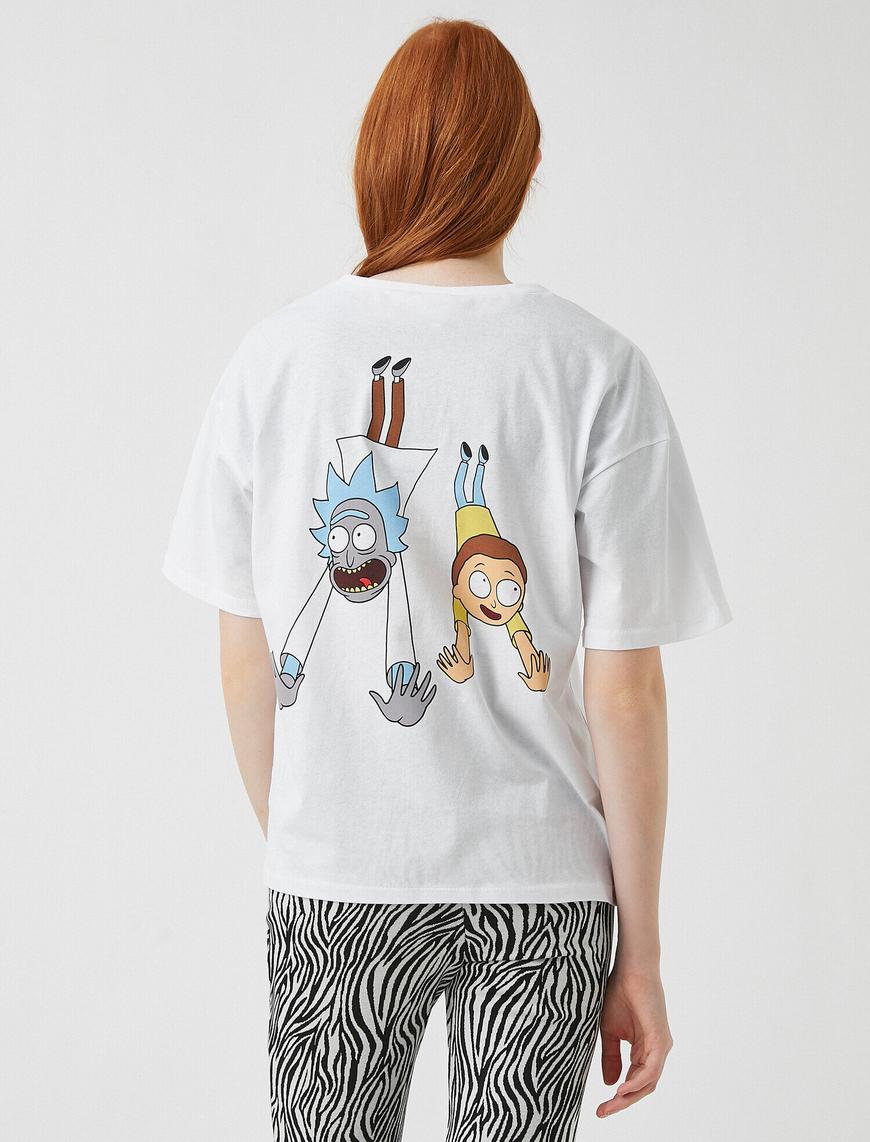   Rick and Morty Bisiklet Yaka Kısa Kollu Baskılı Tişört